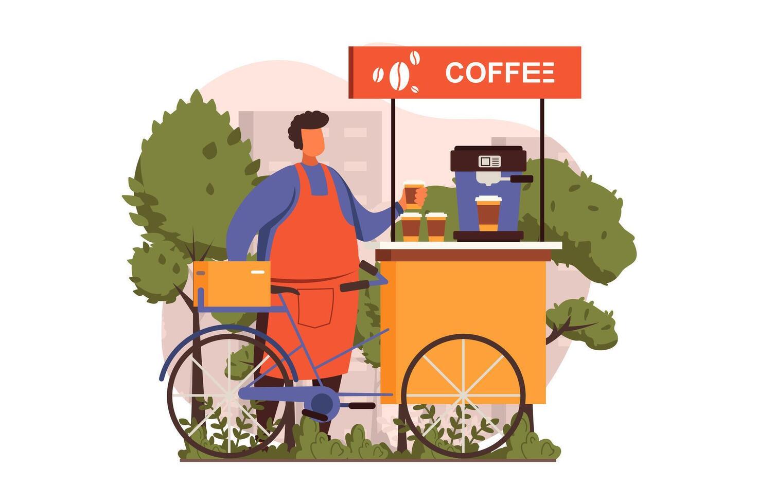 Street shops web concept in flat design. illustration vector