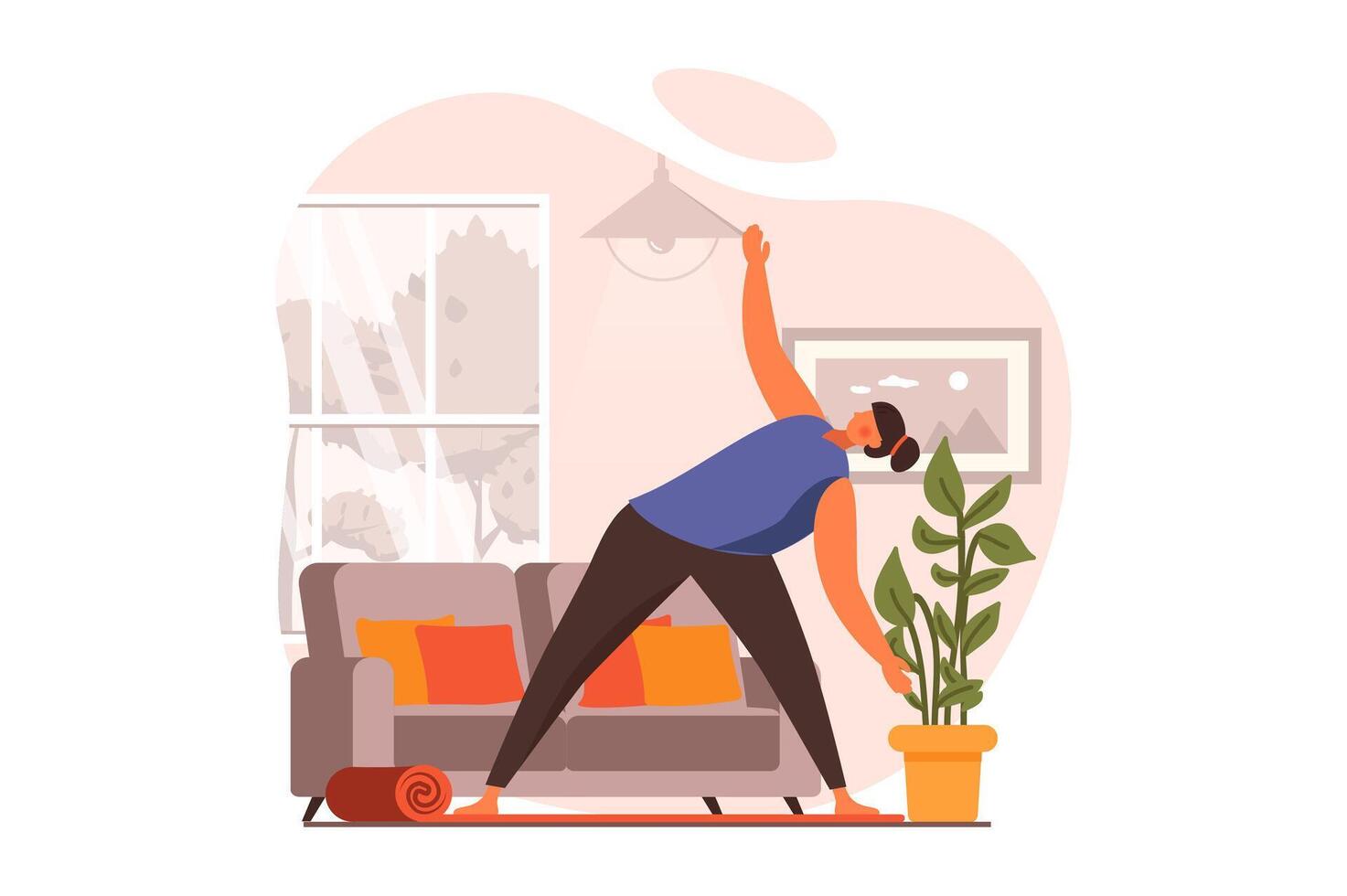 Yoga web concept in flat design. illustration vector