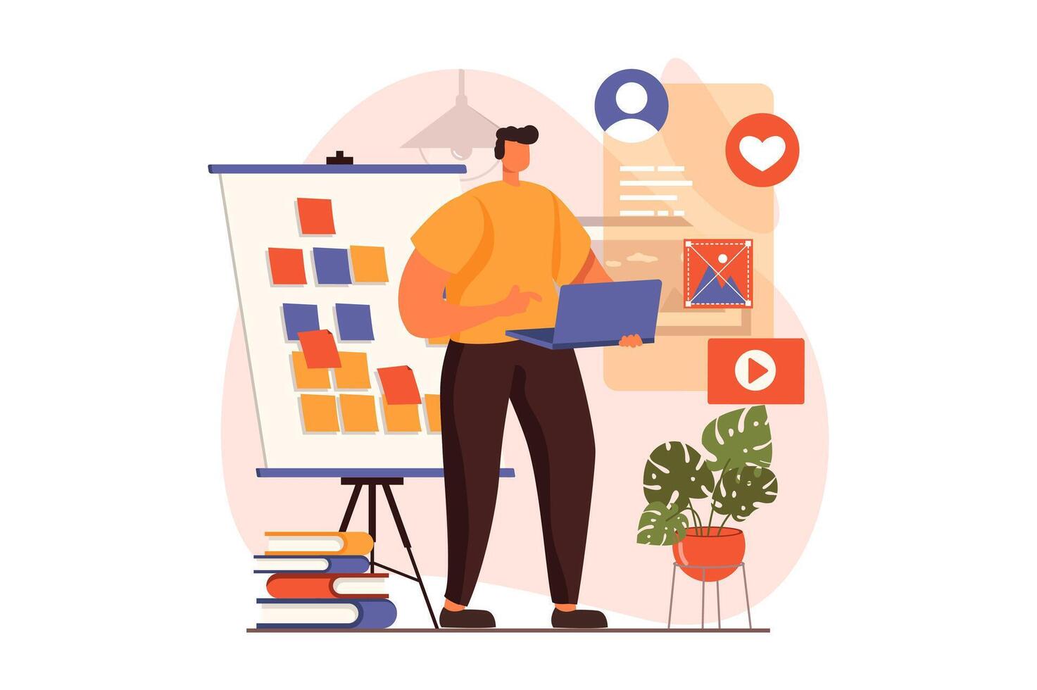 Ui and ux designers web concept in flat design. illustration vector