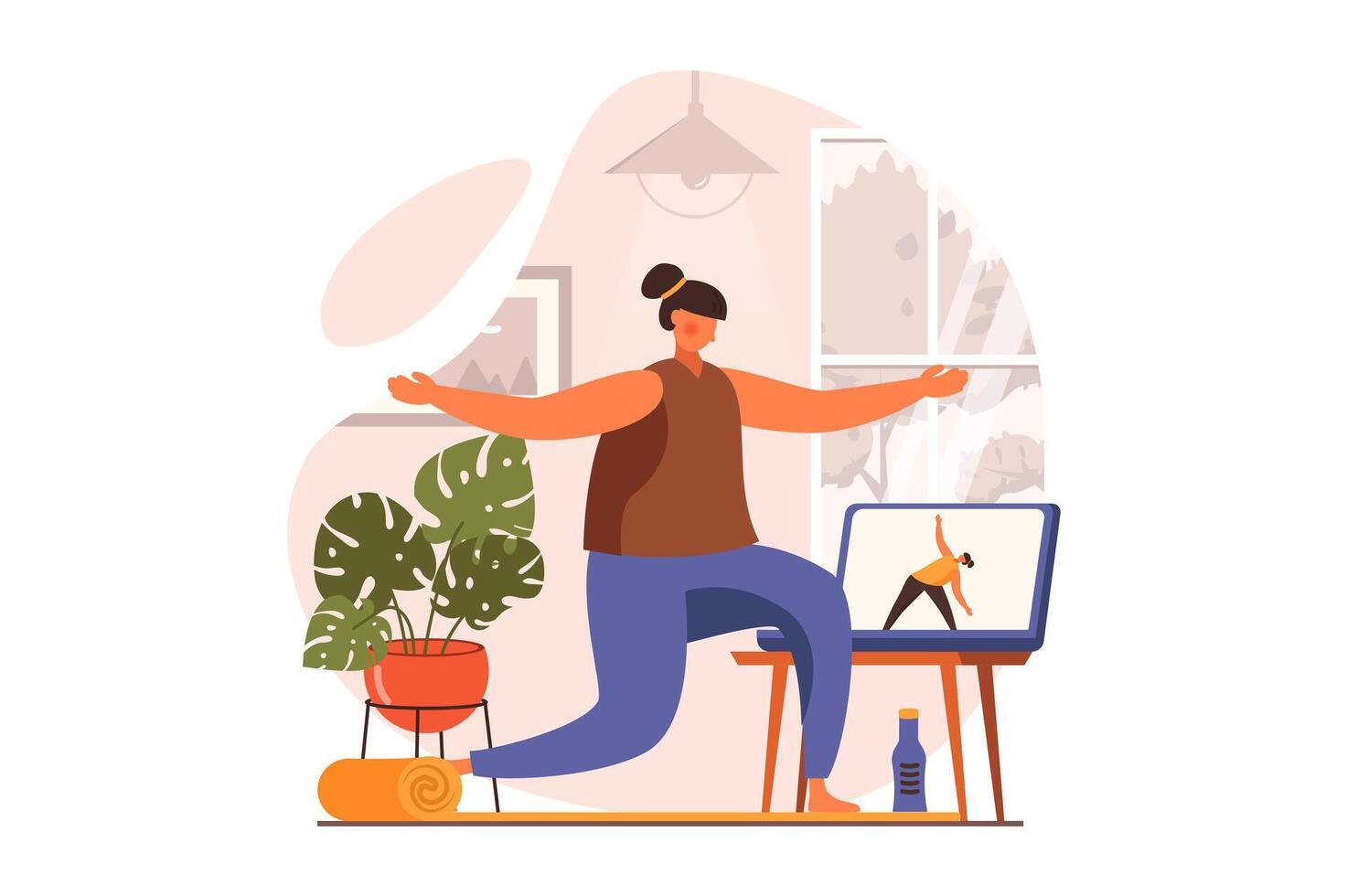 Yoga web concept in flat design. illustration vector