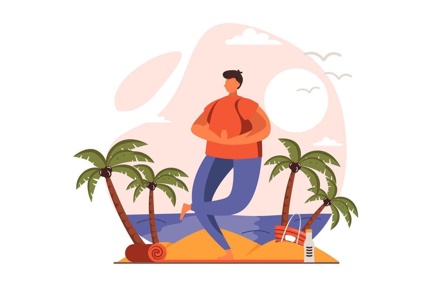 Yoga web concept in flat design. illustration vector