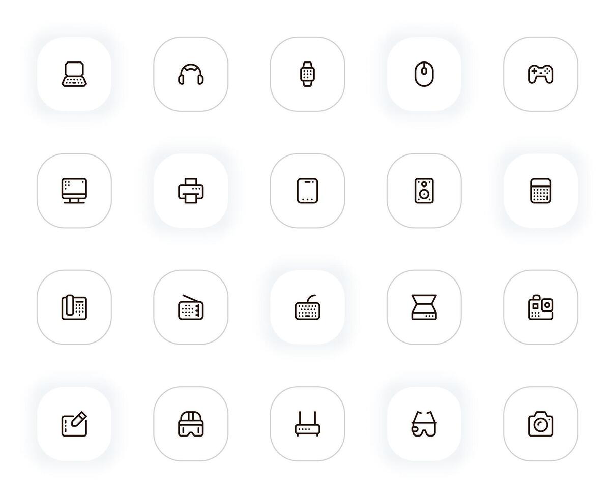 Computers and devices line icons set. Editable Stroke. 24x24 Pixel Perfect. vector
