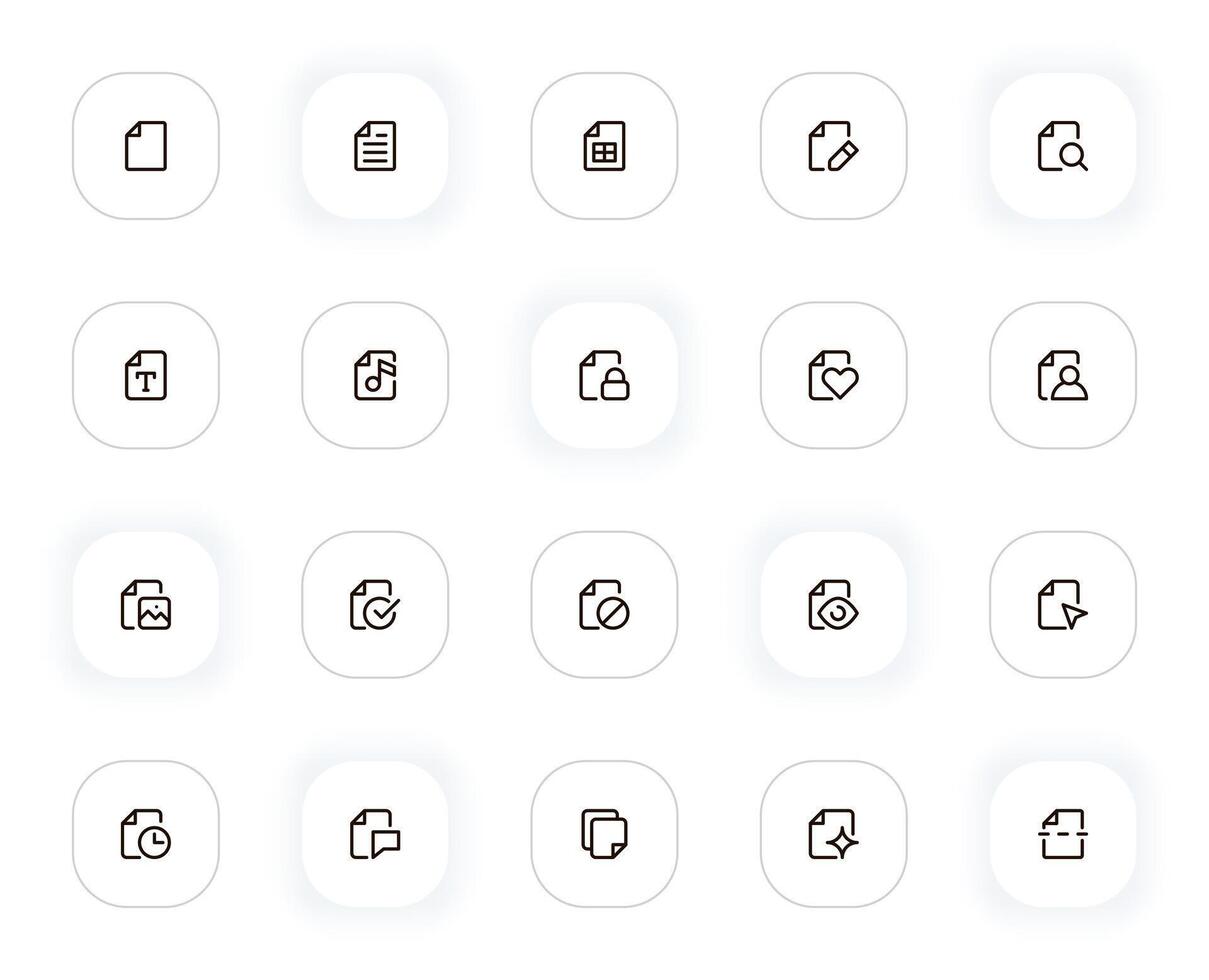 Files line icons set. Editable Stroke. 24x24 Pixel Perfect. vector