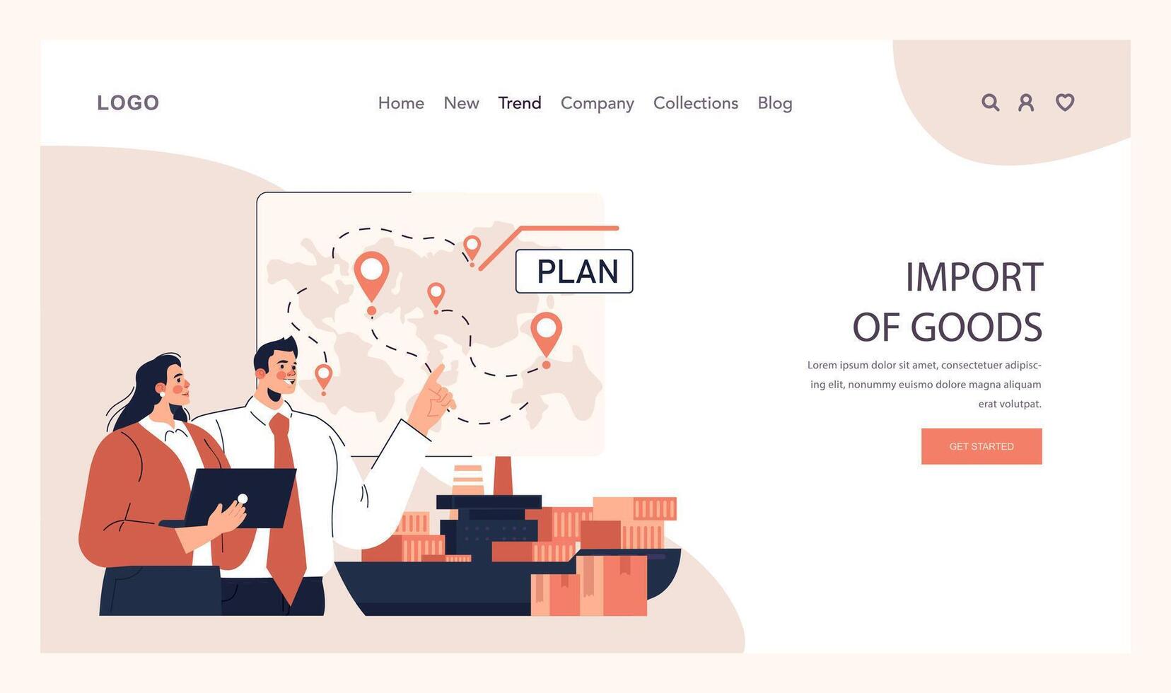 Delivery of goods web banner or landing page set. Warehousing, logistics vector