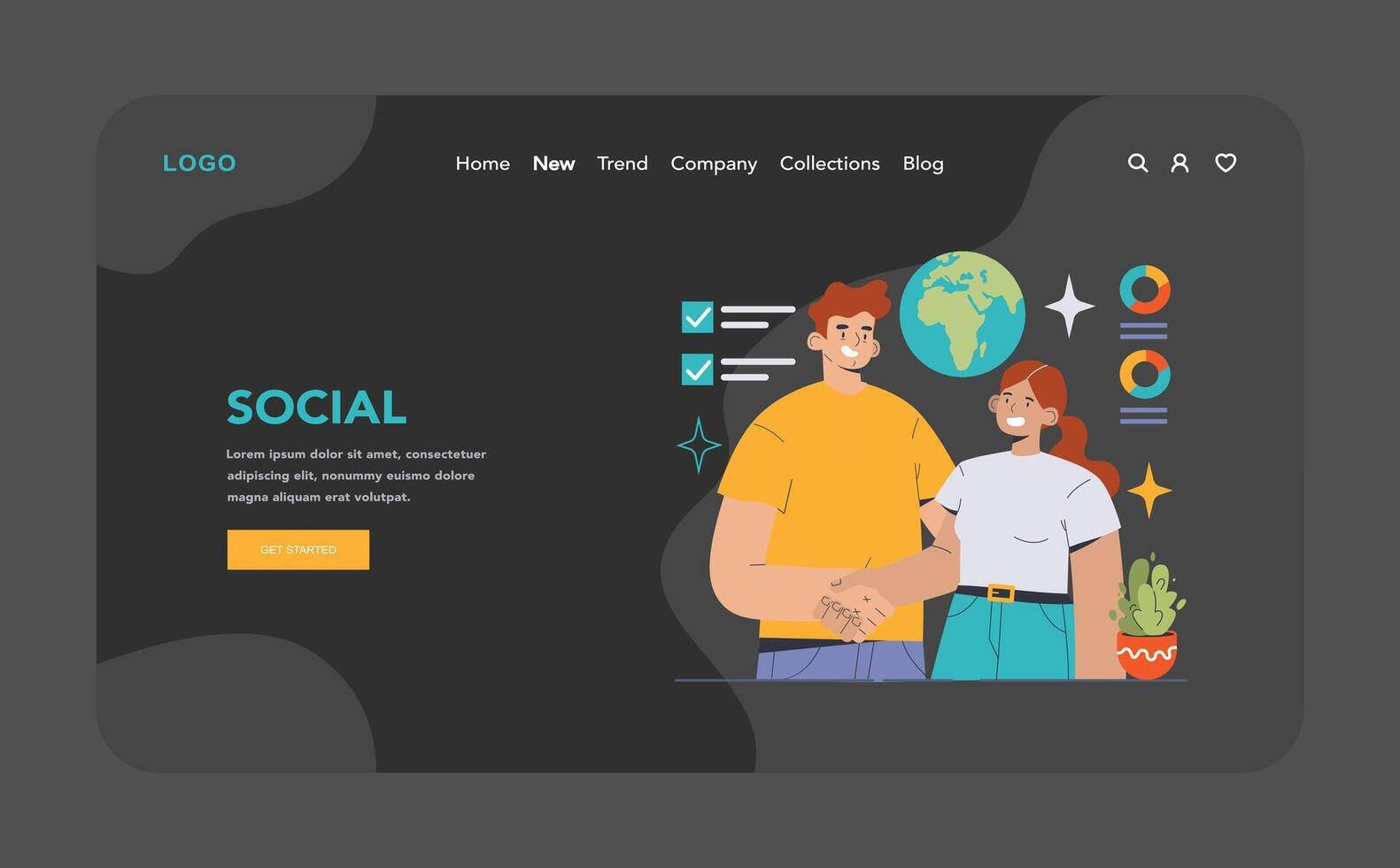 Social Responsibility concept. Duo collaborating on global initiatives vector