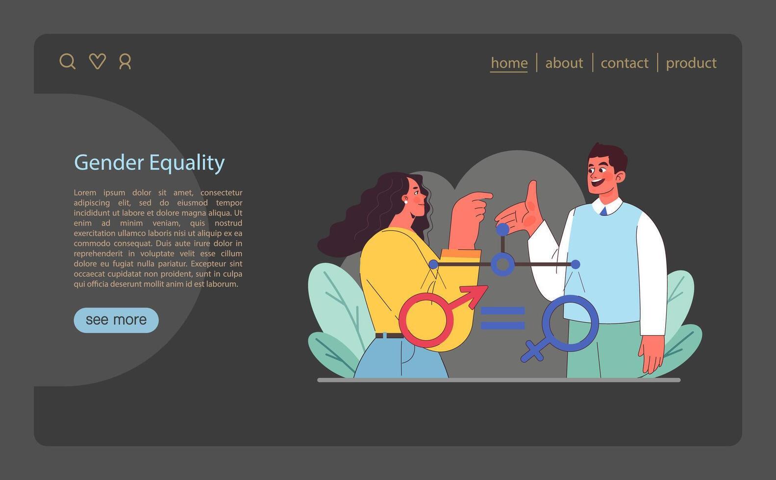 defendiendo para equilibrar en género papeles un visual diálogo en igualdad. vector