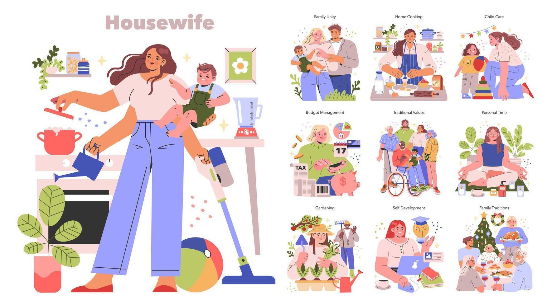 Housewife. Flat Illustration vector