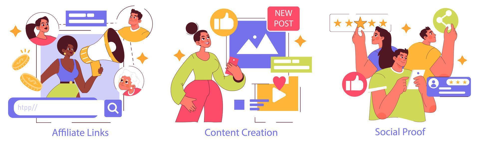 Influencer Marketing. Flat Illustration vector