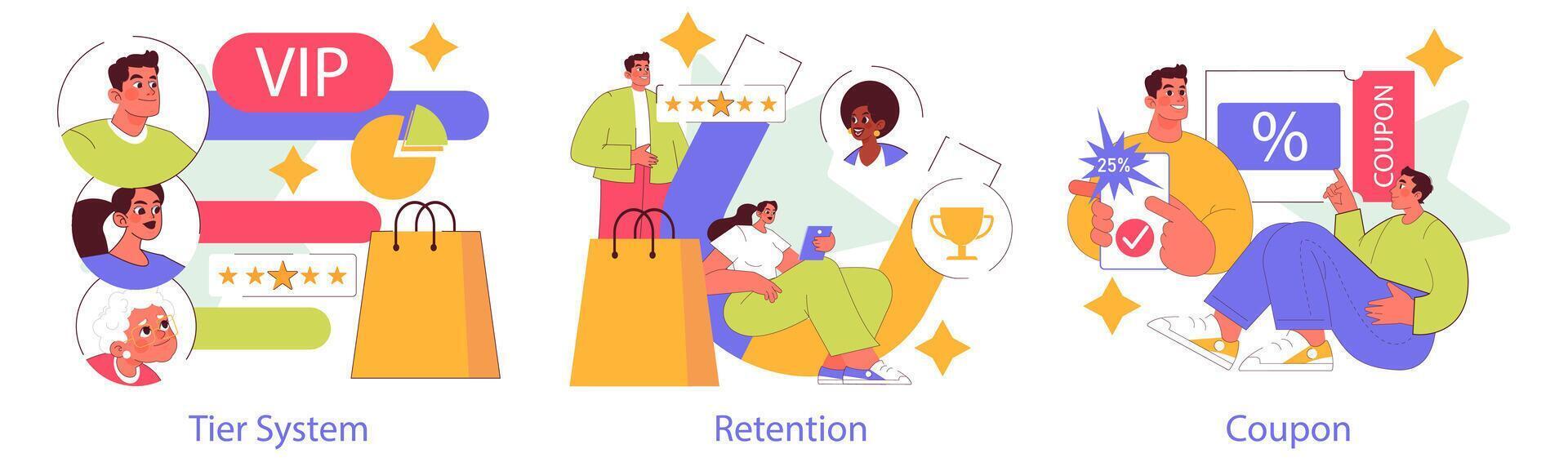 Loyalty Program And Reward. Flat Illustration vector