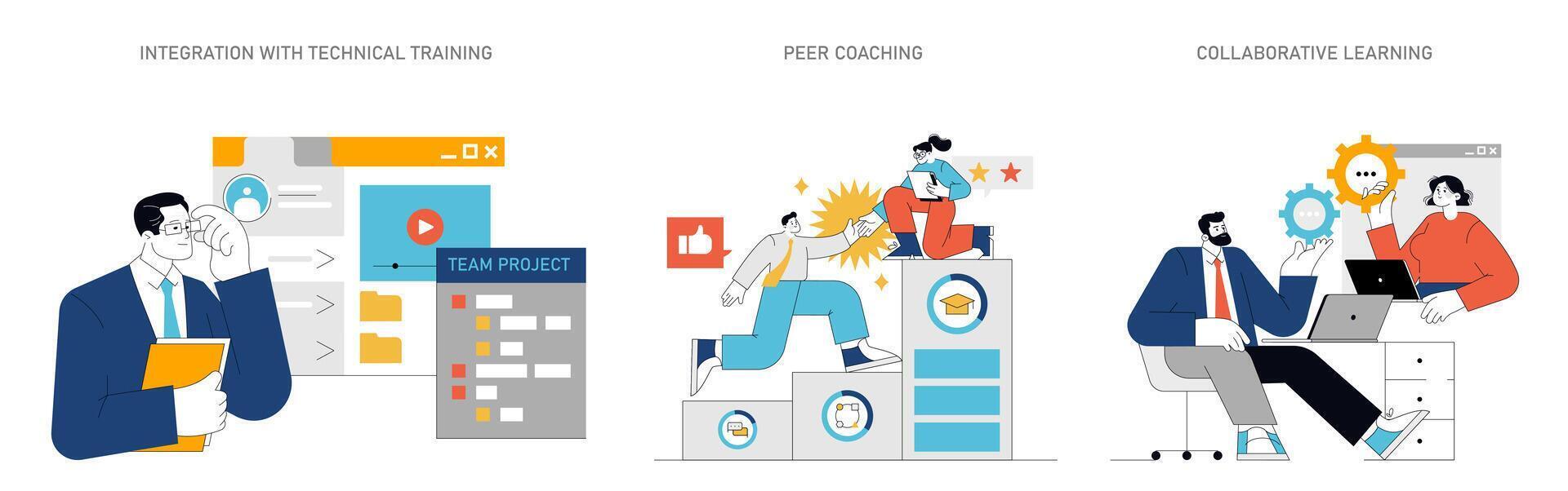 Soft Skills Training. Flat Illustration vector