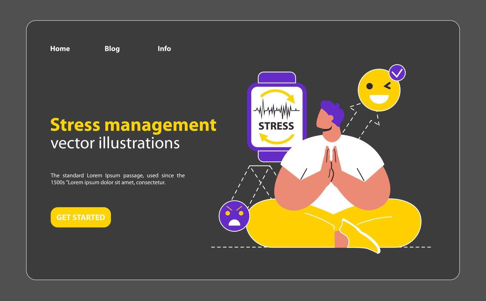Stress Management concept Showcases the use of technology and mindfulness to monitor and manage stress levels for emotional balance illustration vector