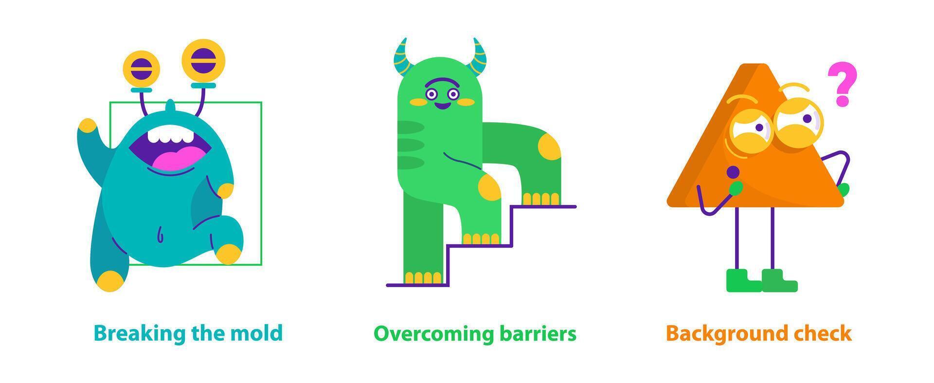 monster helpers. Flat Illustration vector