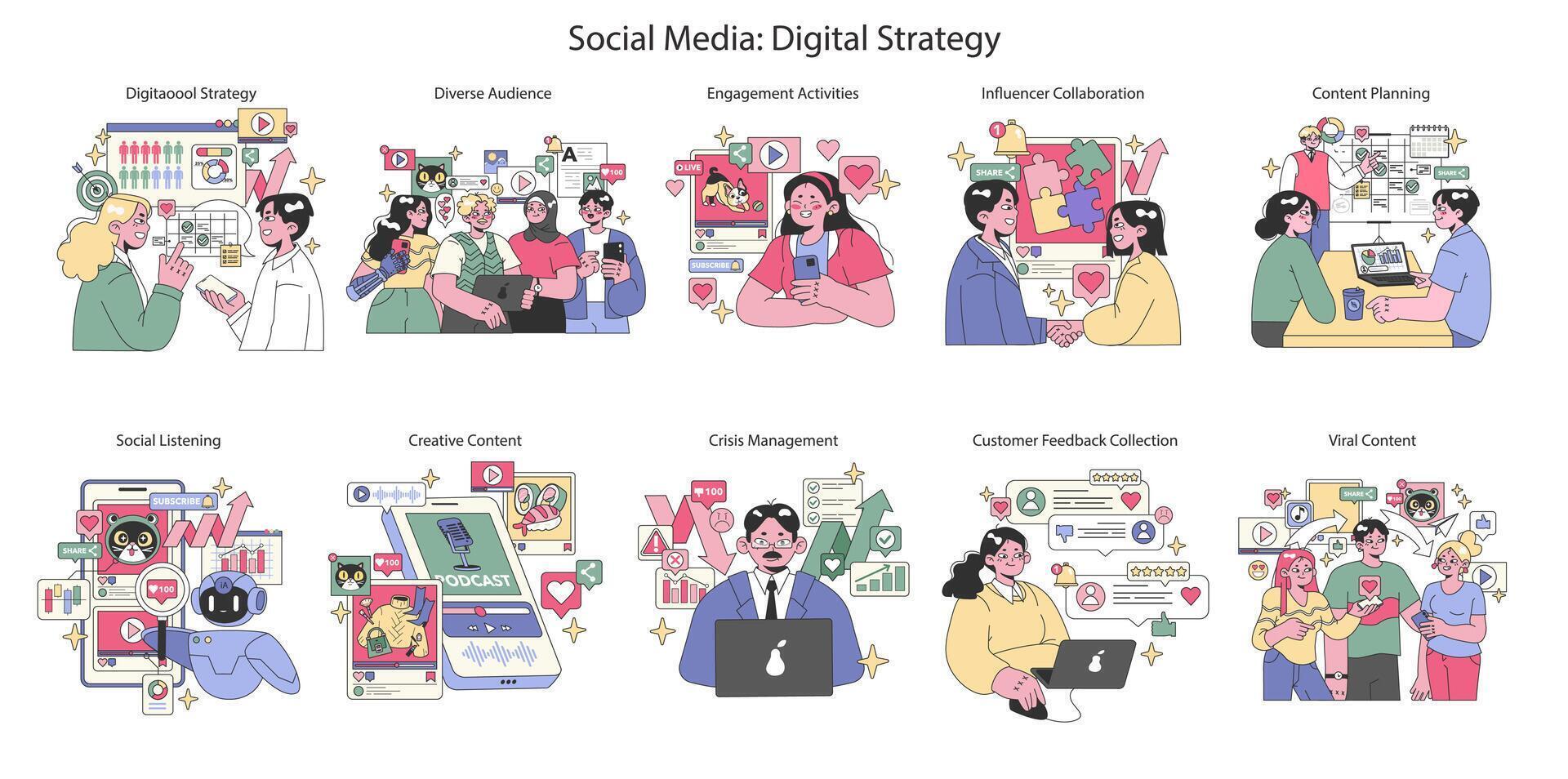 Digital Strategy. Flat Illustration vector