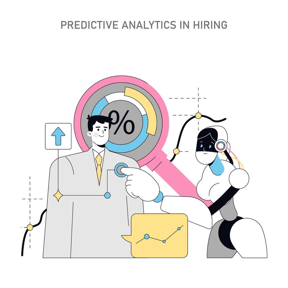 Using AI for Human Resources. Flat Illustration vector