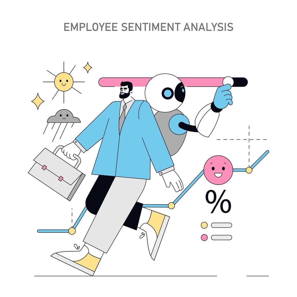 Using AI for Human Resources. Flat Illustration vector
