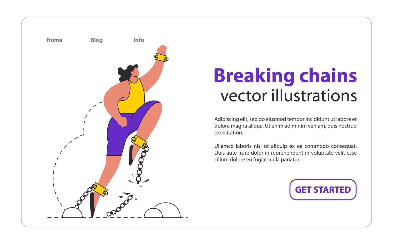 Chains Breakthrough concept A figure triumphantly breaks free from shackles, depicting the power of overcoming obstacles Celebrates liberation and the strength of the human spirit illustration vector