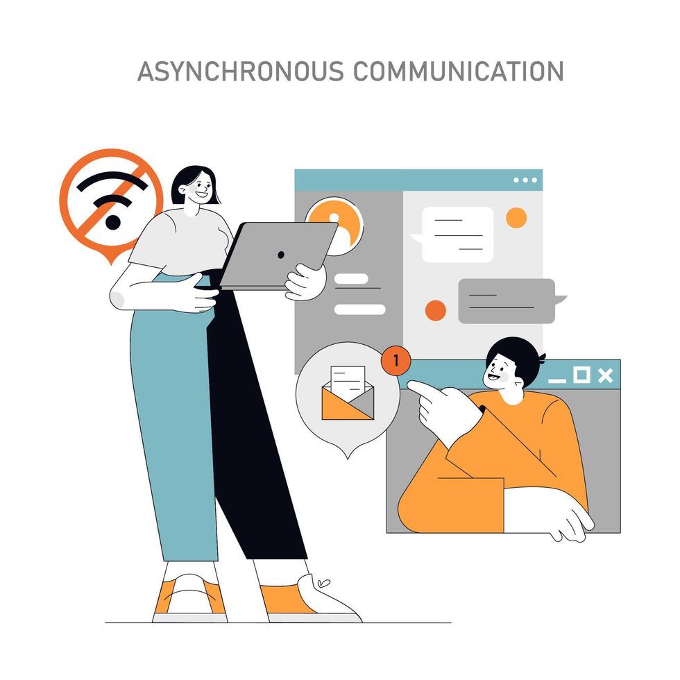 Asynchronous Communication concept illustration vector