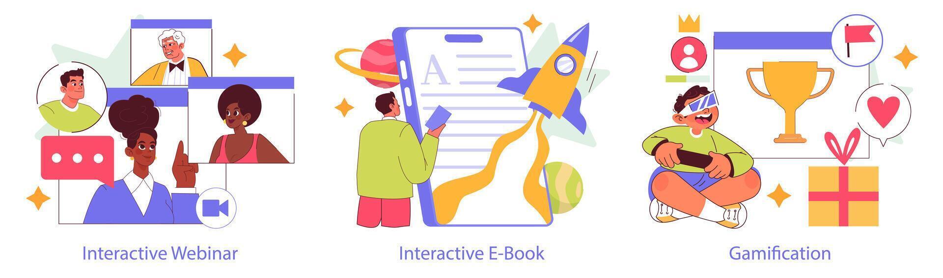 Interactive Engagement. Flat Illustration vector