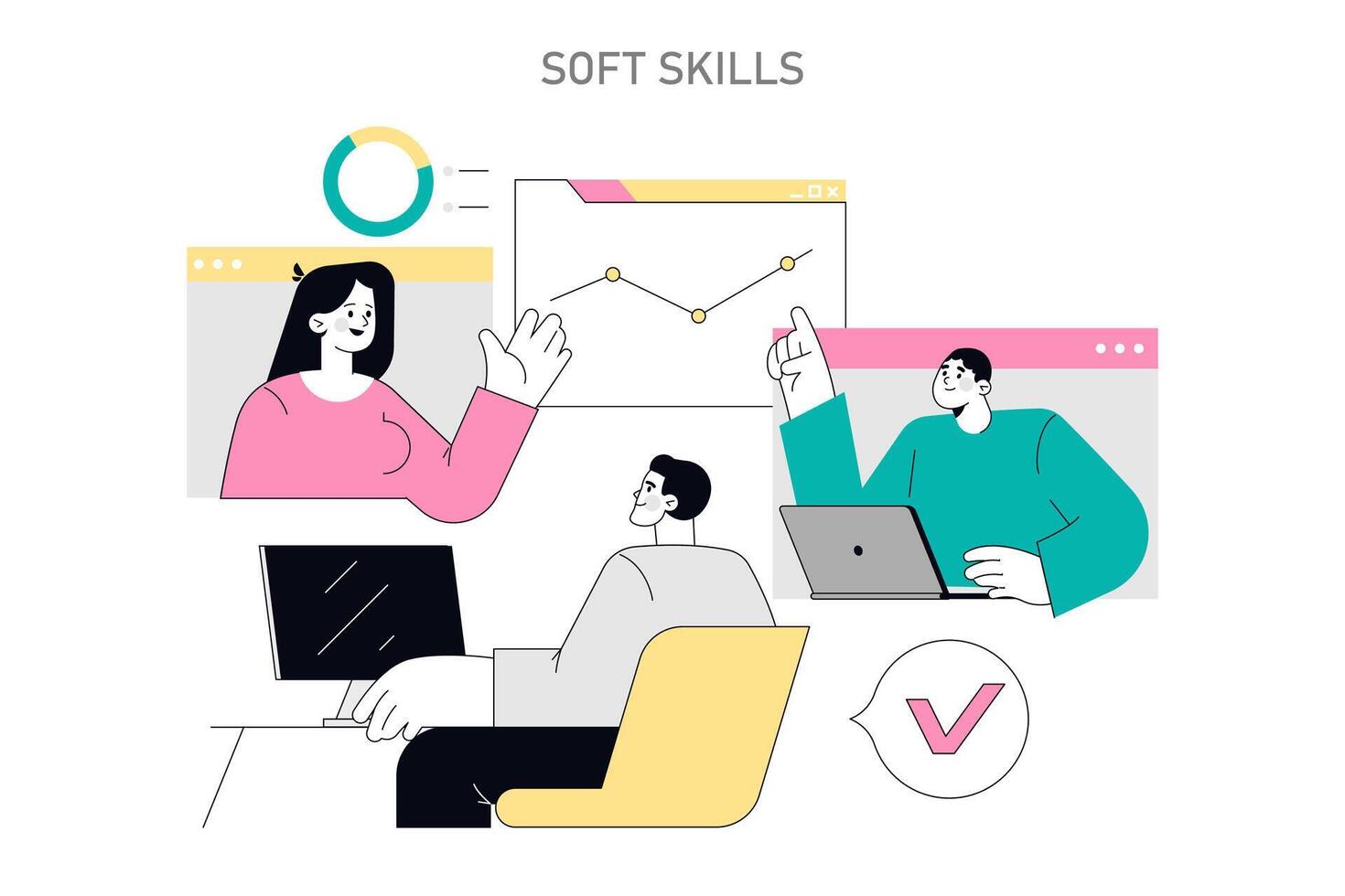 Soft Skills Flat illustration. vector