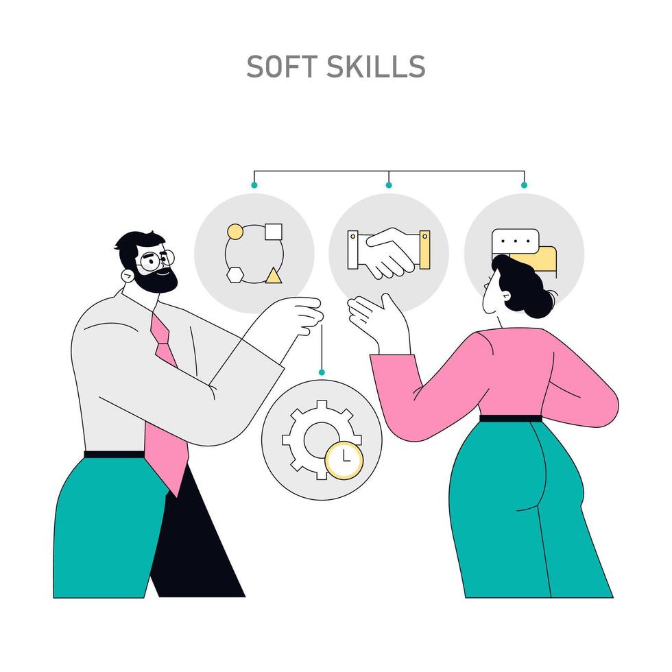 Soft Skills Flat illustration. vector