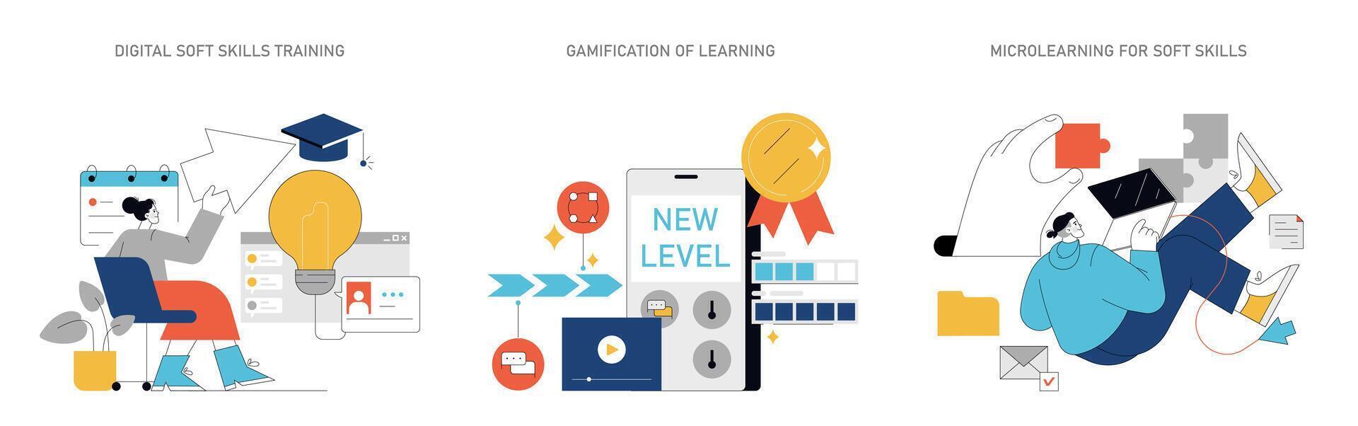 Soft Skills Training. Flat Illustration vector