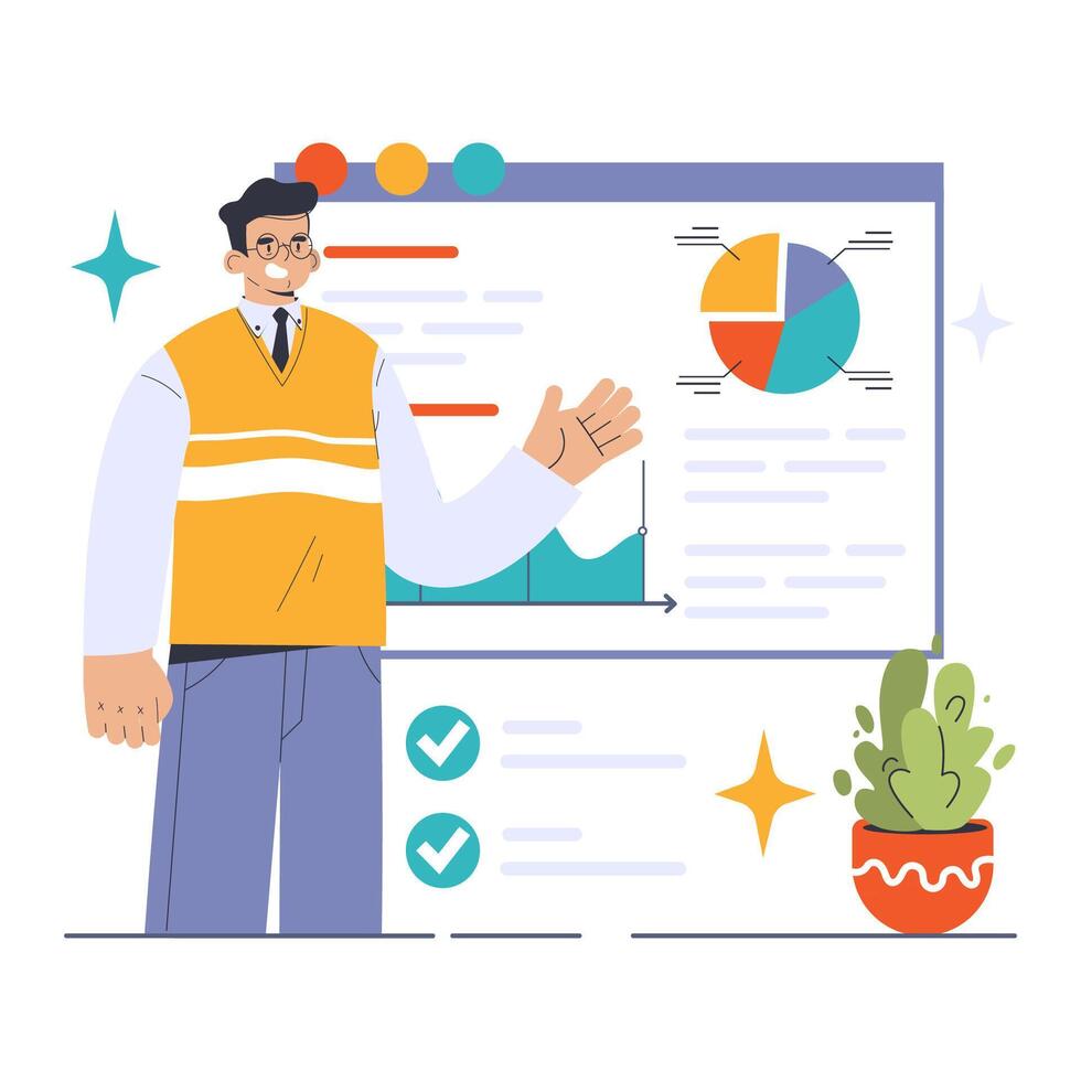 Whiteboarding concept. Flat illustration vector