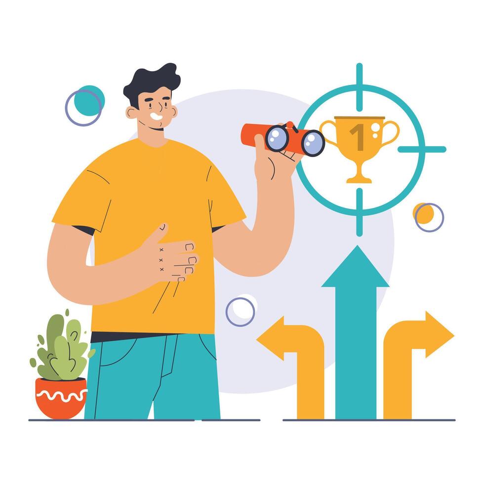 Decision-making. Strategic thinking, brainstorming and solution research vector