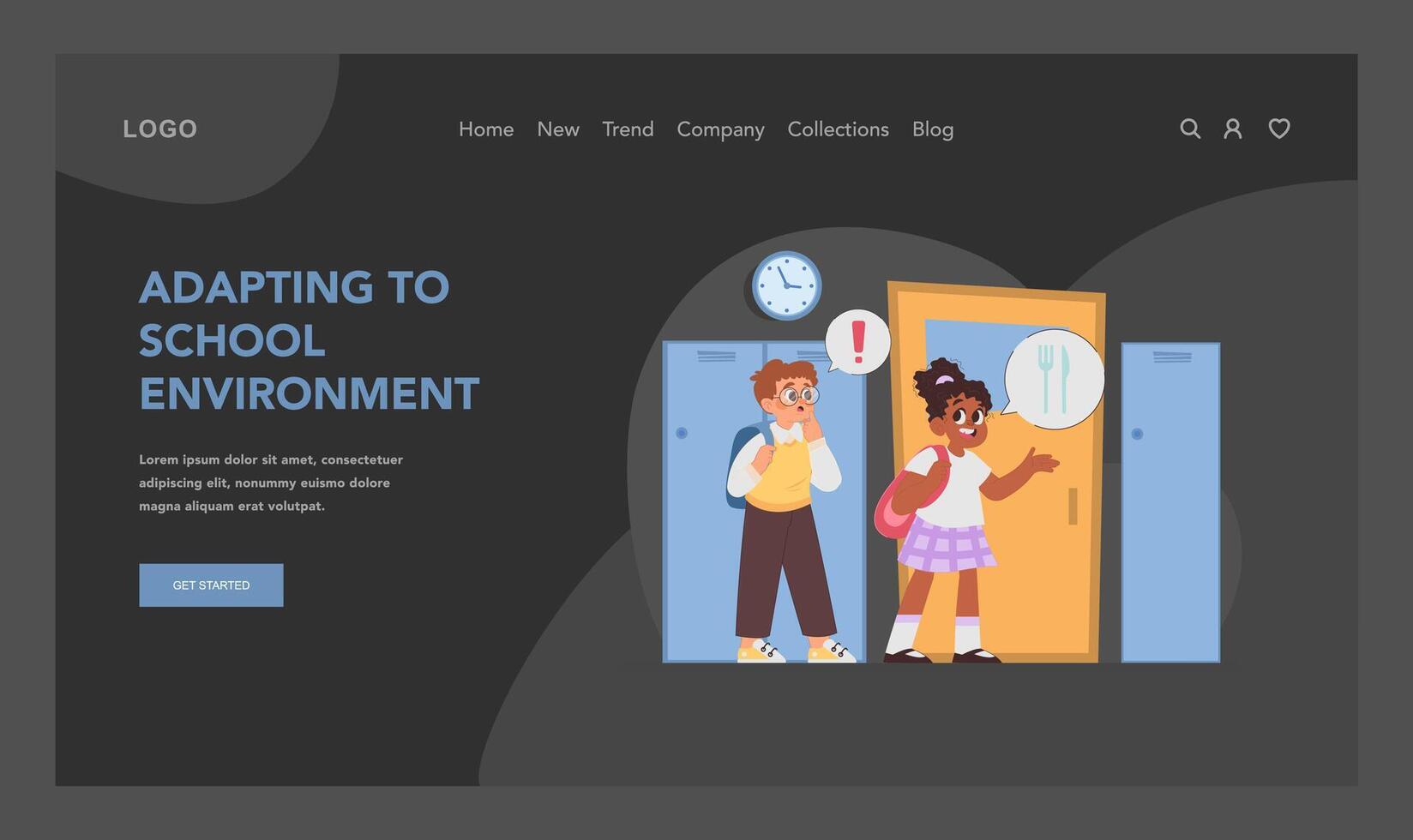 Adapting to school environment. Flat illustration vector