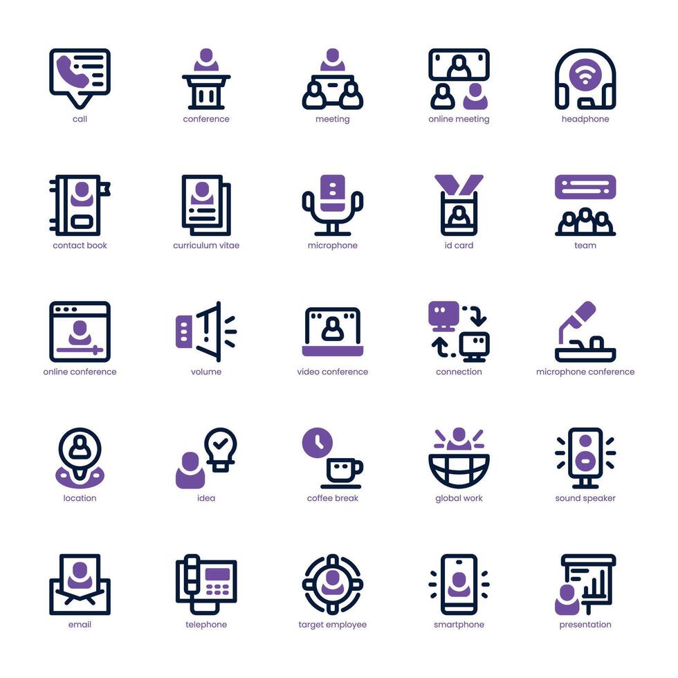 Business Meeting icon pack for your website, mobile, presentation, and logo design. Business Meeting icon dual tone design. graphics illustration and editable stroke. vector