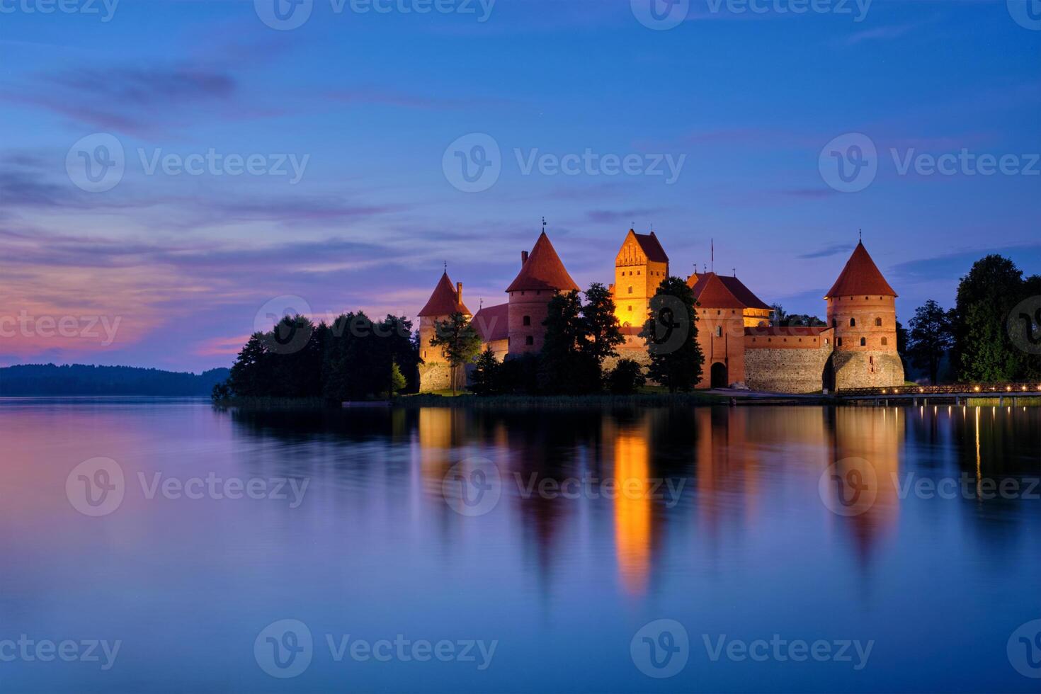 Trakai Island Castle in lake Galve, Lithuania photo