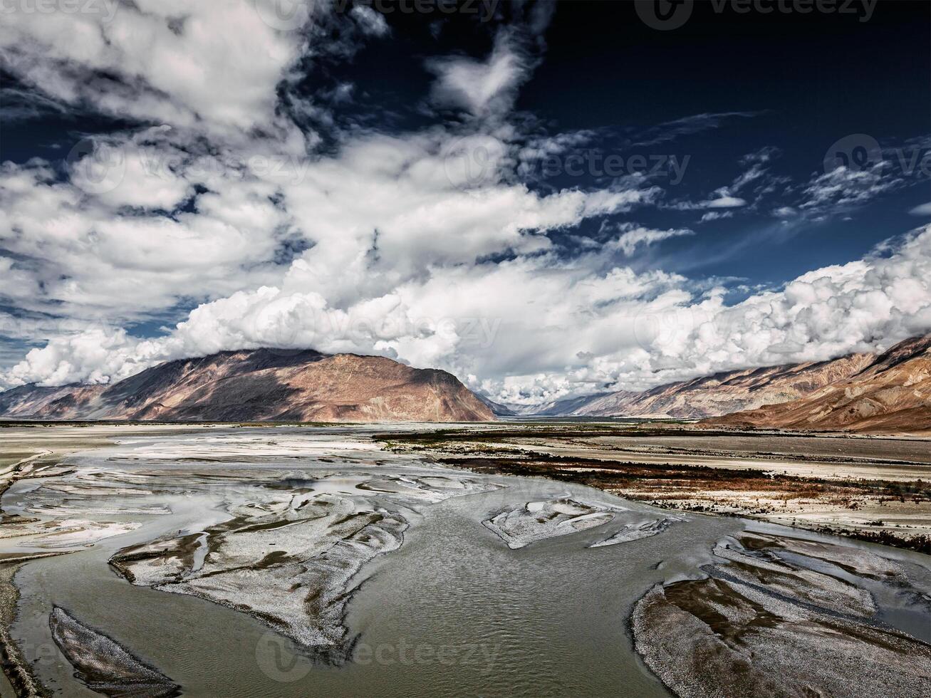 Nubra valley and river in Himalayas, Ladakh photo