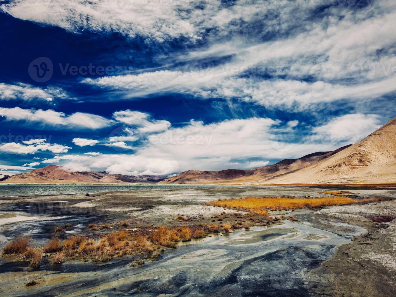 Salt lake Tso Kar in Himalayas. Ladakh, India photo