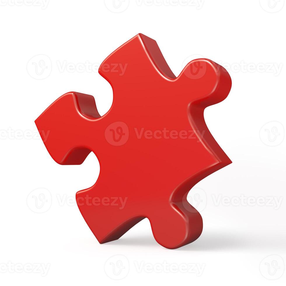 Single red puzzle piece isolated photo