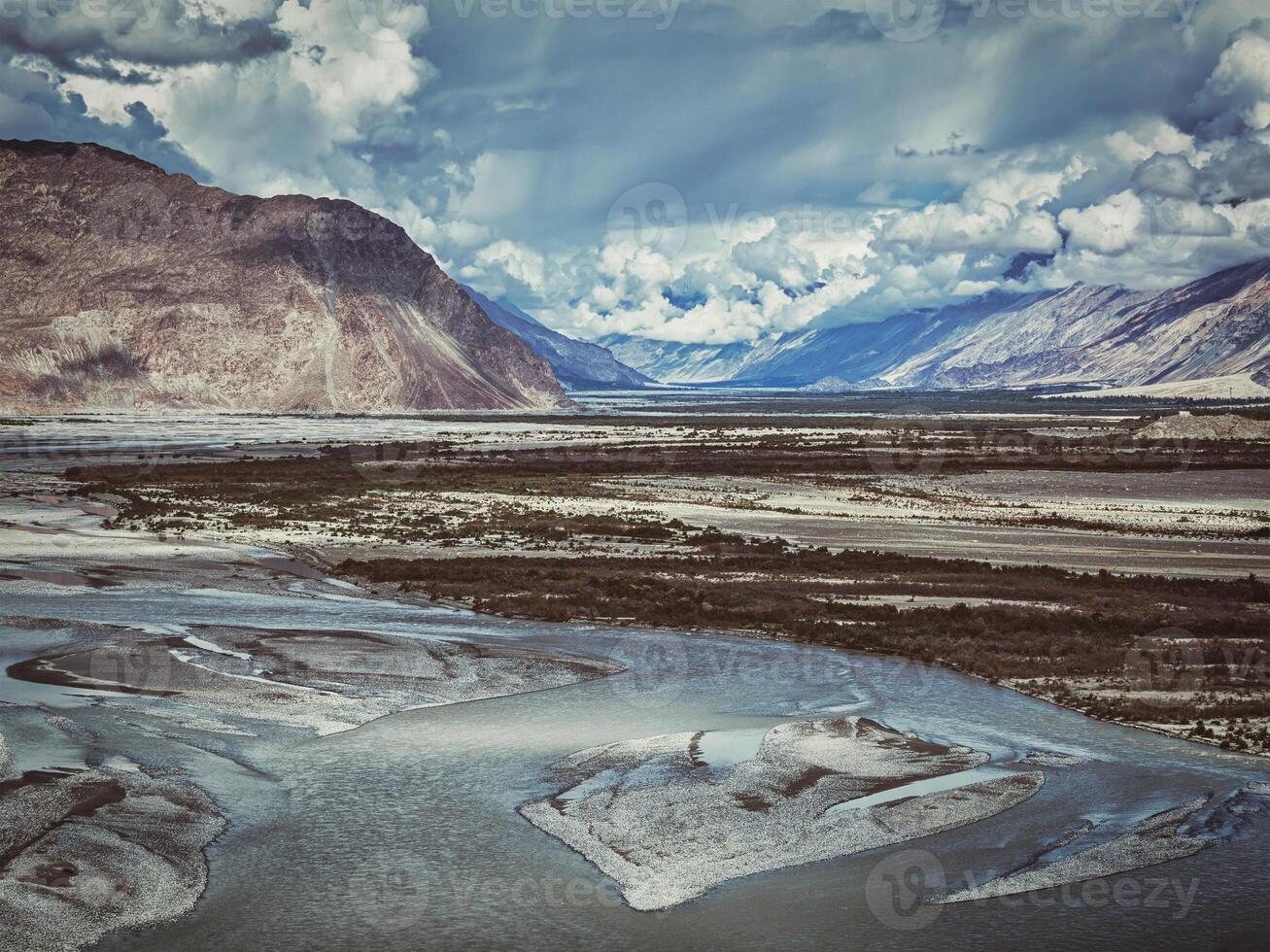 Nubra valley and river in Himalayas, Ladakh photo