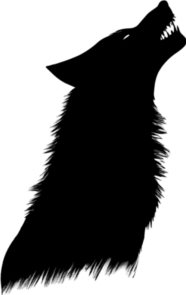 A minimalist wolf silhouette howling. AI-Generated. png