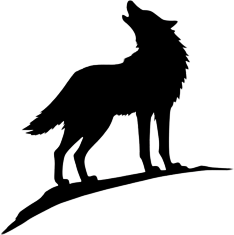 A minimalist wolf silhouette howling. AI-Generated. png