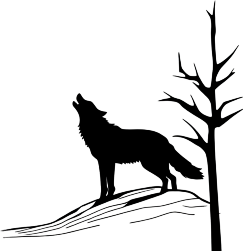 A minimalist wolf silhouette howling. AI-Generated. png