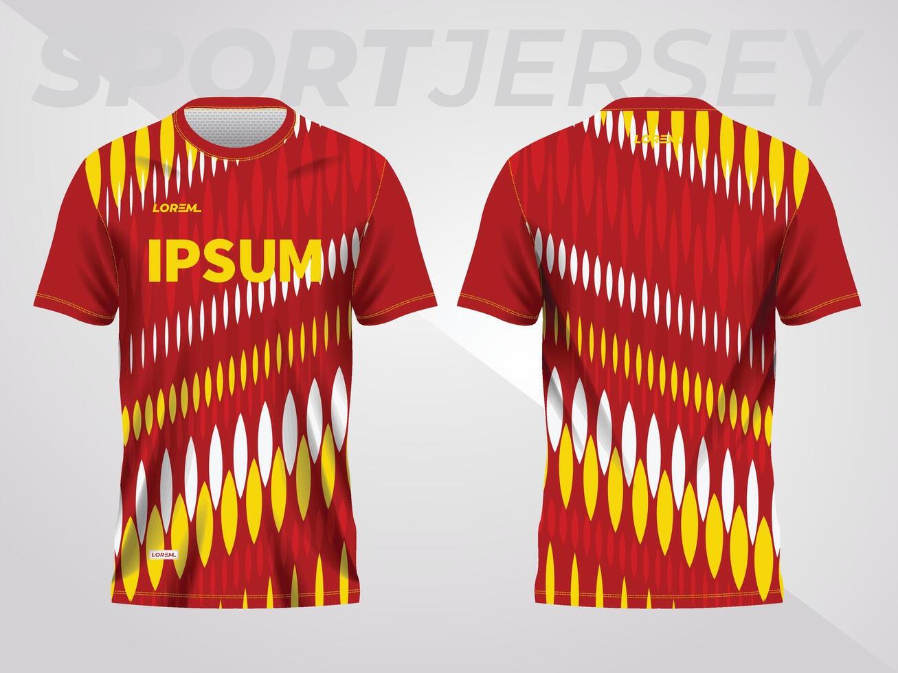 red yellow background for sports jersey pattern. color abstract geometric line texture background shirt front and back view mockup. vector