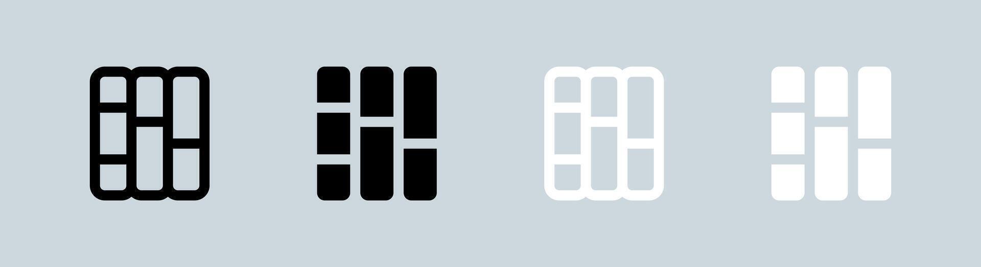 Book icon set in black and white. Education signs illustration. vector