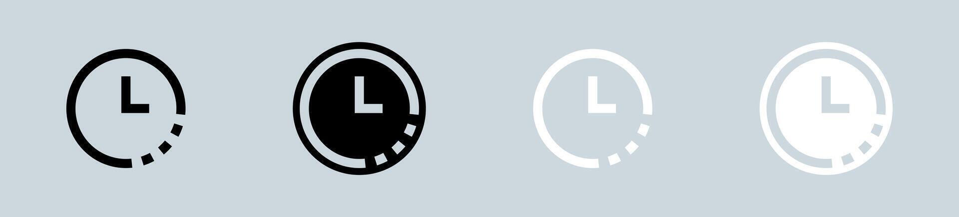 Timer icon set in black and white. Countdown signs illustration. vector
