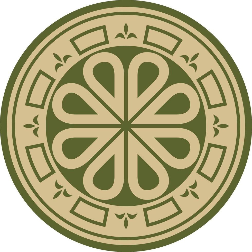 green with black round ancient Byzantine ornament. Classical circle of the Eastern Roman Empire, Greece. Pattern motifs of Constantinople vector
