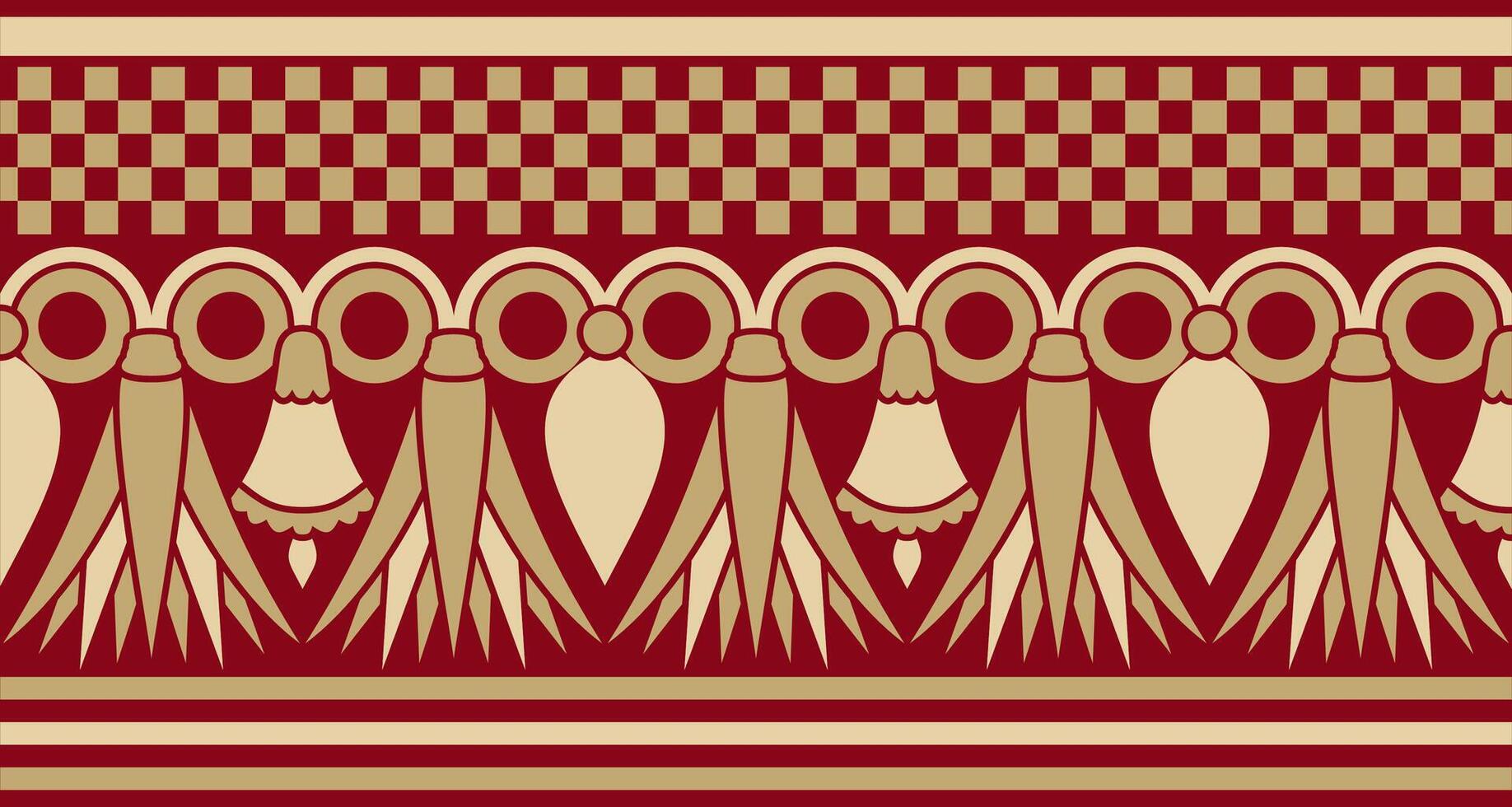 ancient golden and red egyptian seamless ornament. Endless national ethnic border, frame vector