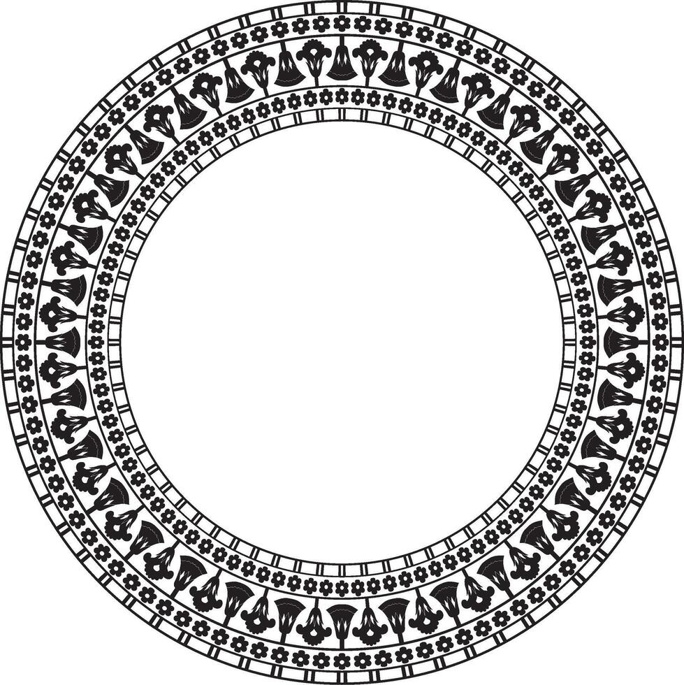 monochrome round ornament of ancient Egypt. Circle Border, frame in pyramids vector