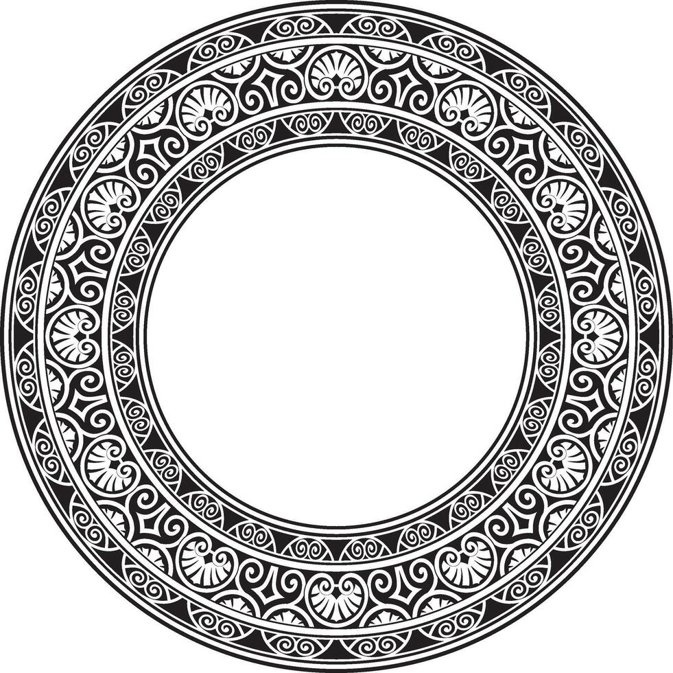 monochrome black round classic renaissance ornament. Circle, ring european border, revival style frame vector