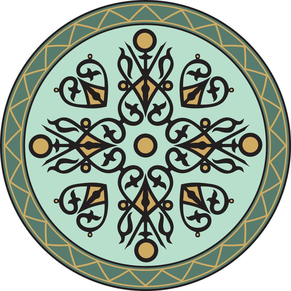 colored round Yakut ornament. Endless circle, border, frame of the northern peoples of the Far East vector