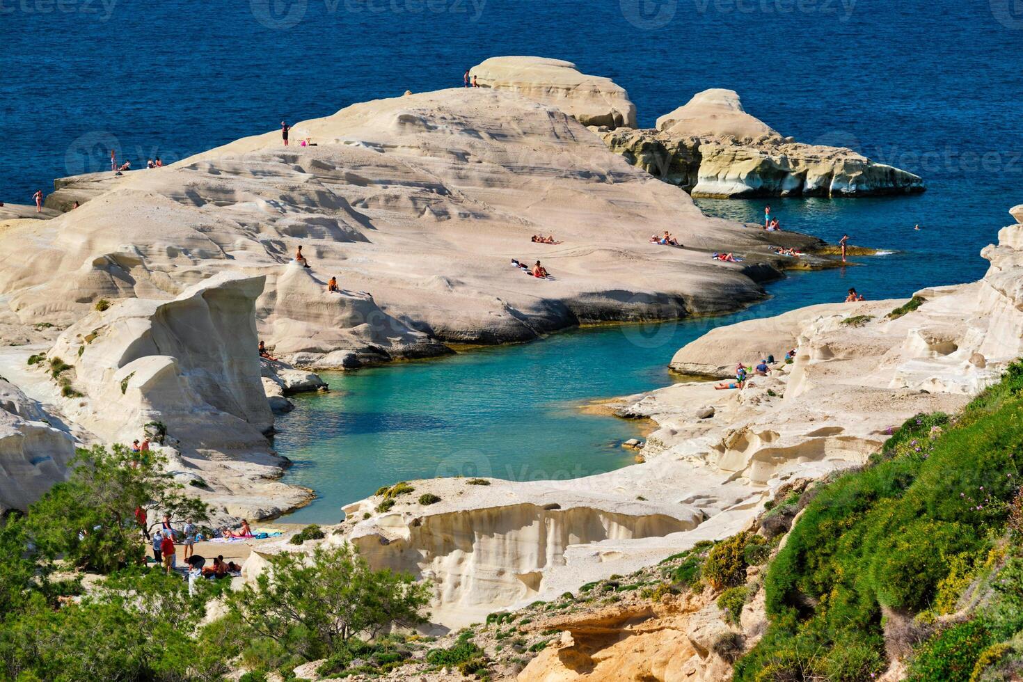 Famous Sarakiniko beach on Milos island in Greece photo