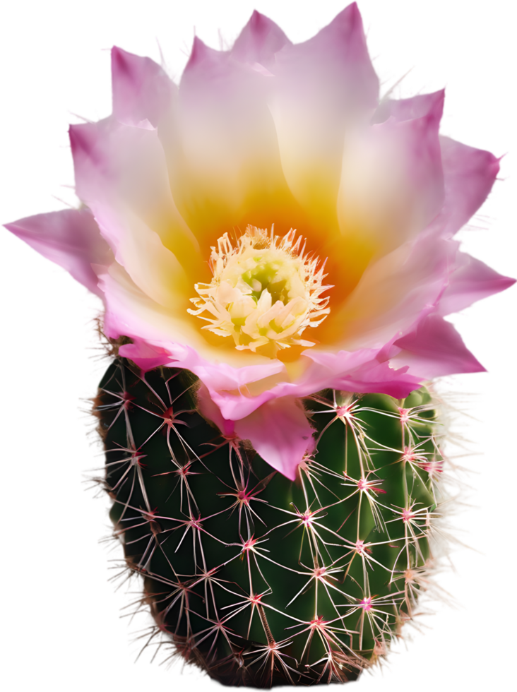 A vibrant cactus flower in full bloom. Ai-generated. png