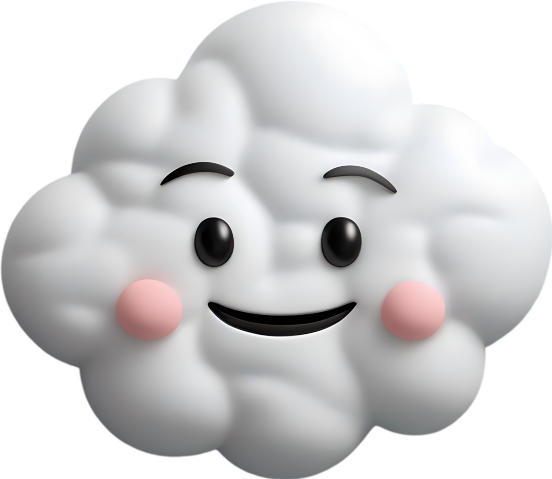 A fluffy cloud shaped like a face. AI-generated. png