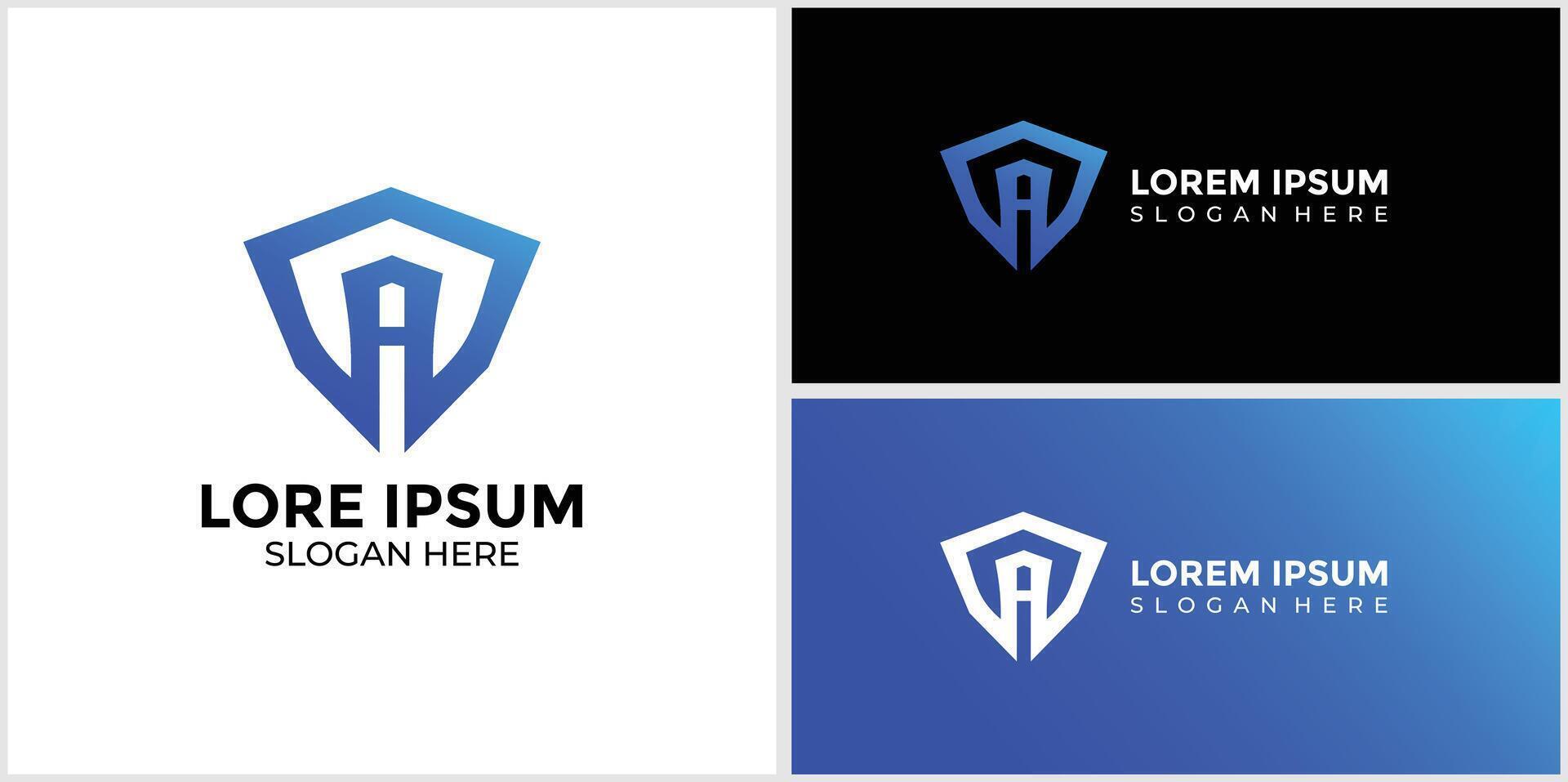 Blue shield in abstract style vector