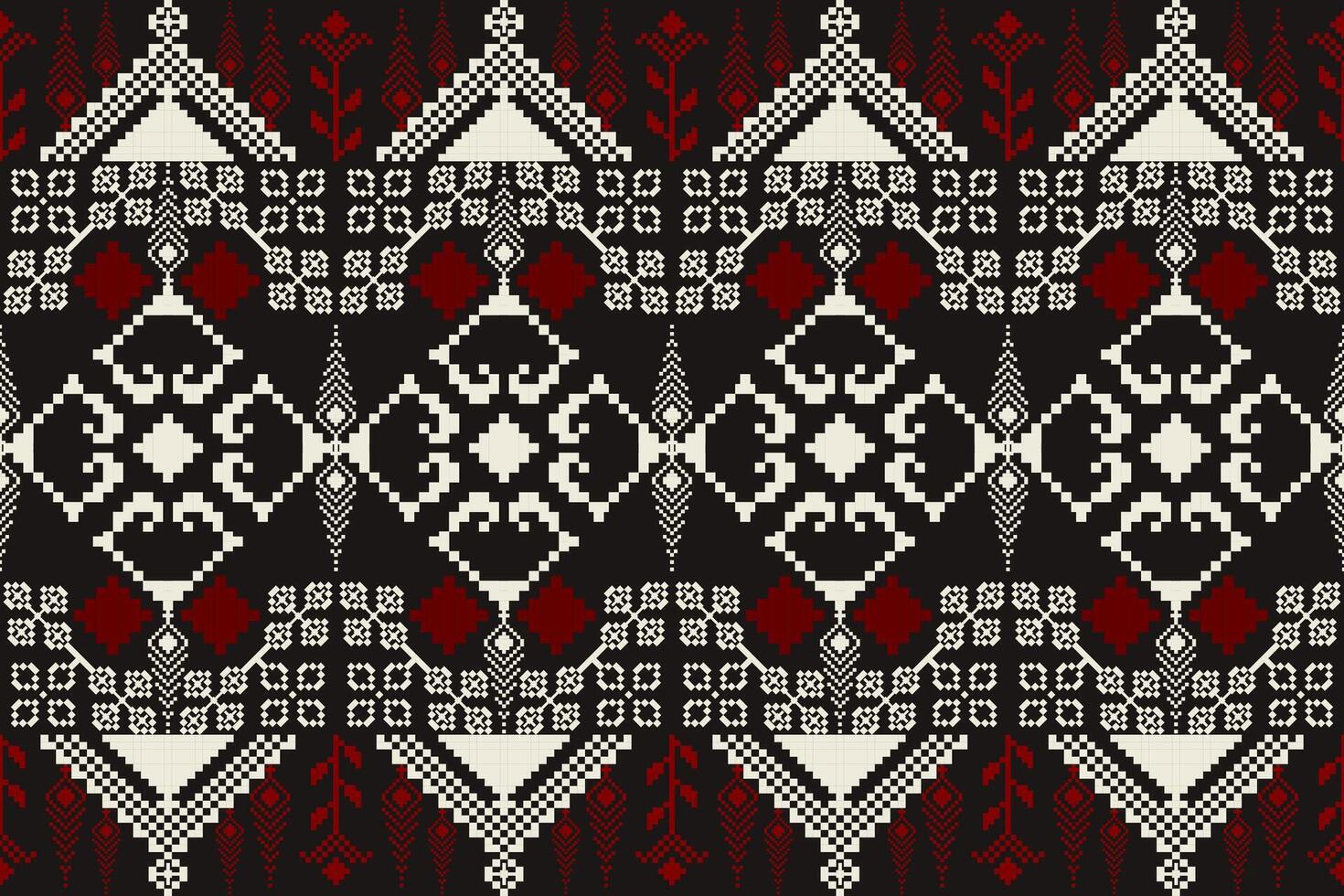 Pixel pattern ethnic oriental traditional. design fabric pattern textile African Indonesian Indian seamless Aztec style abstract illustration for print clothing vector